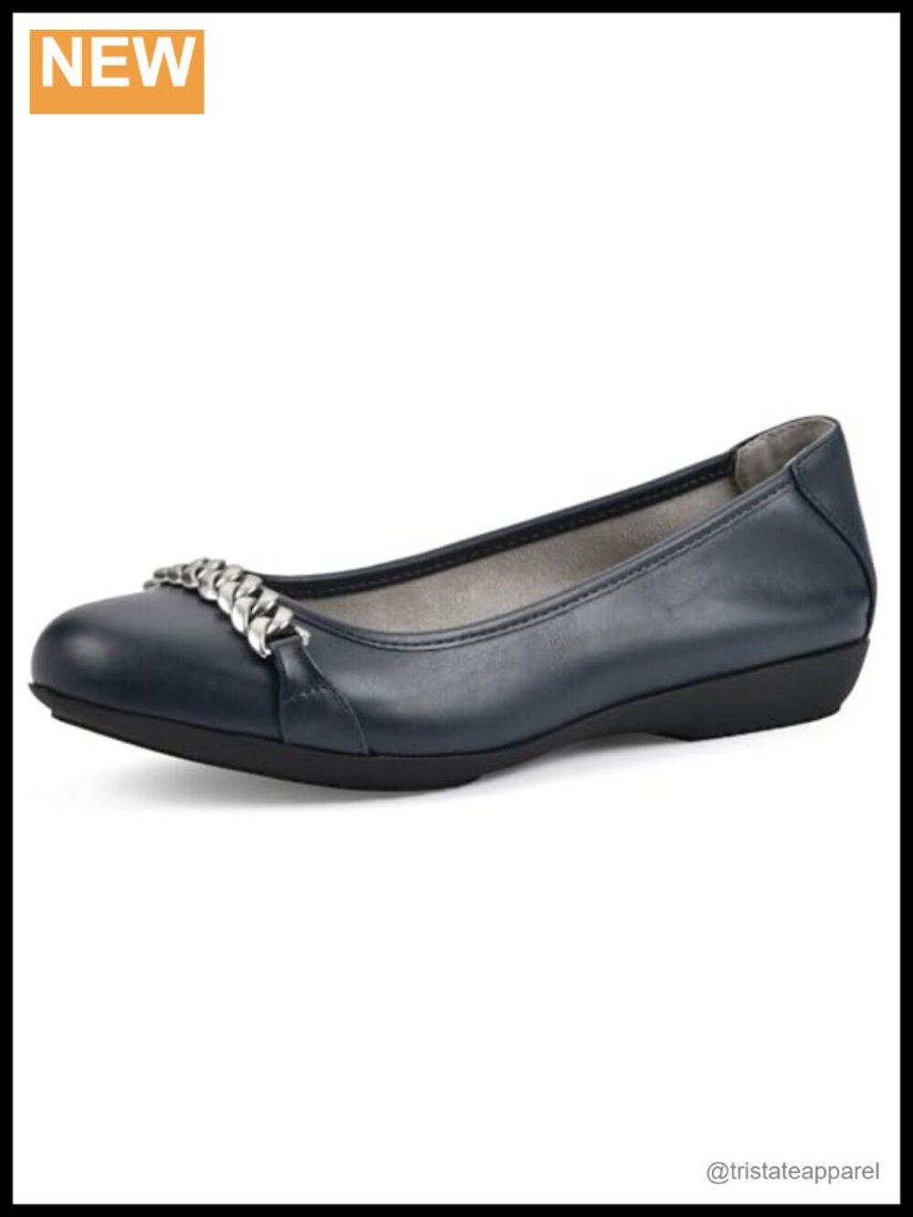 Women's Charmed Cushioned Ballet Flat Chain Detail Comfort Shoe